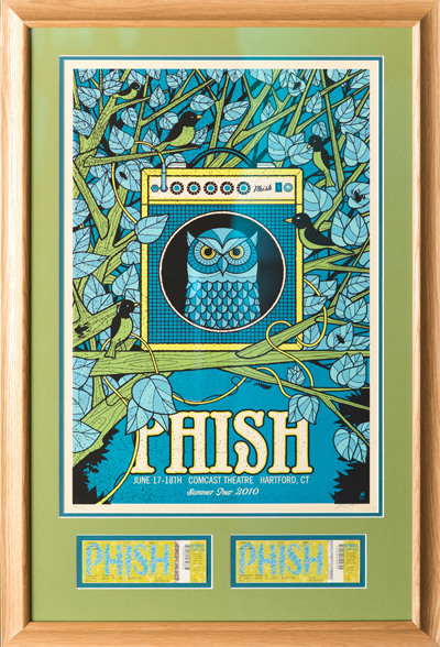 Limited edition Phish show poster with ticket stubs.