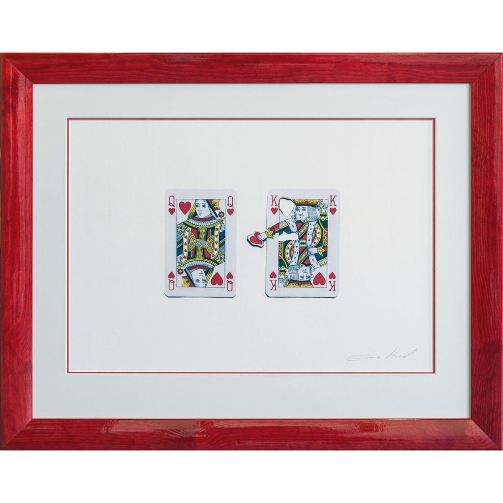 Glossy red picture frame with red accent mat.
