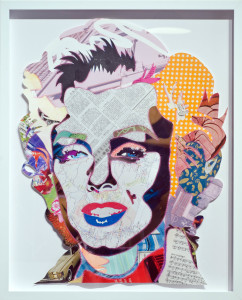 Mixed media original art by Colby Brumit with white on white custom framing