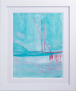 Sue Crosby Doyle contemporary art with white mat and glossy white frame