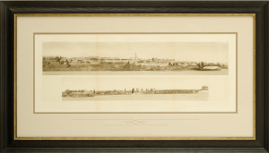 Antique print with custom pen line
