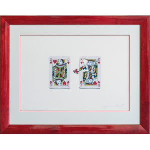 High gloss red frame with red accent mat
