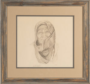Antique native portrait with distressed frame