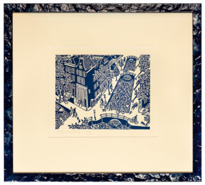 Amsterdam print with glossy blue frame