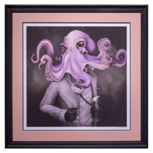 Michale Vacciano octopus print with pink mat and ornate frame
