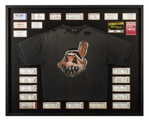 Collection of concert tickets in custom shadow box